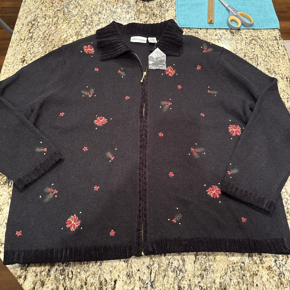 Women Poinsetta Sweater 1X Croft & Barrow